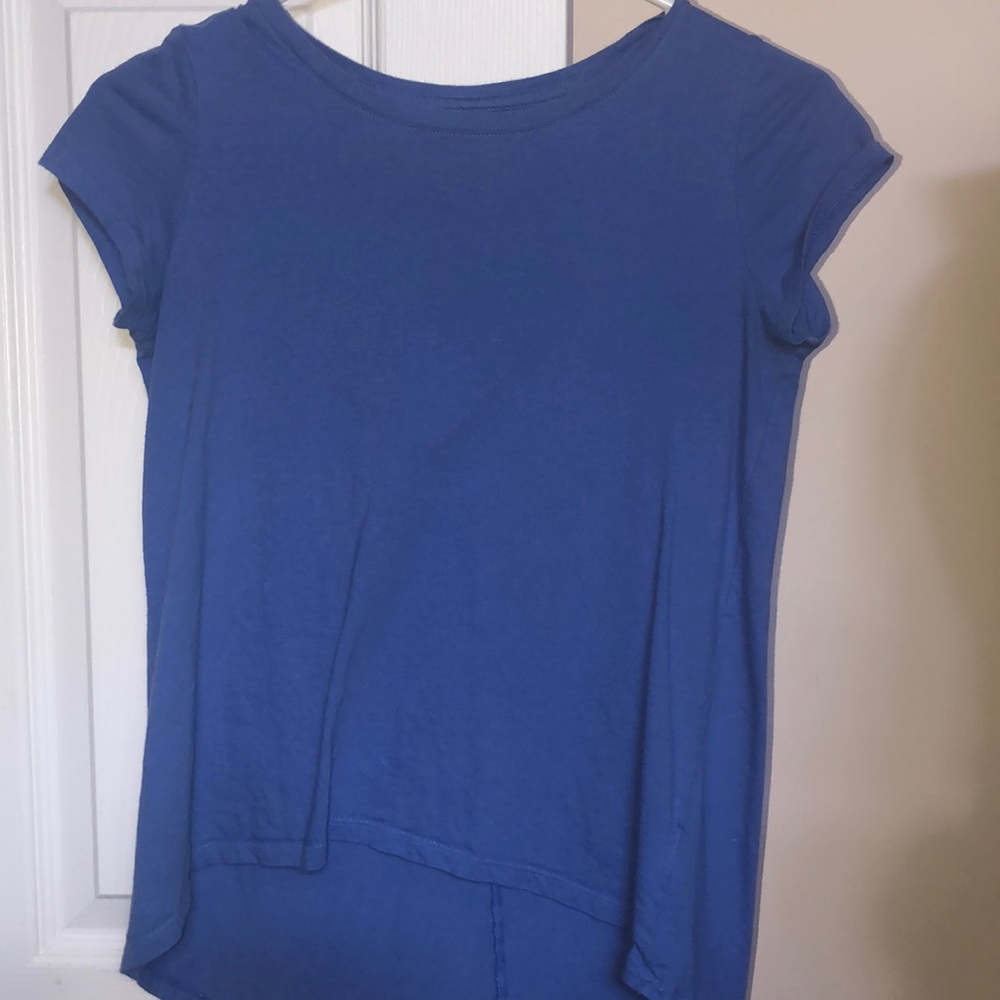 Blue swoop neck shirt